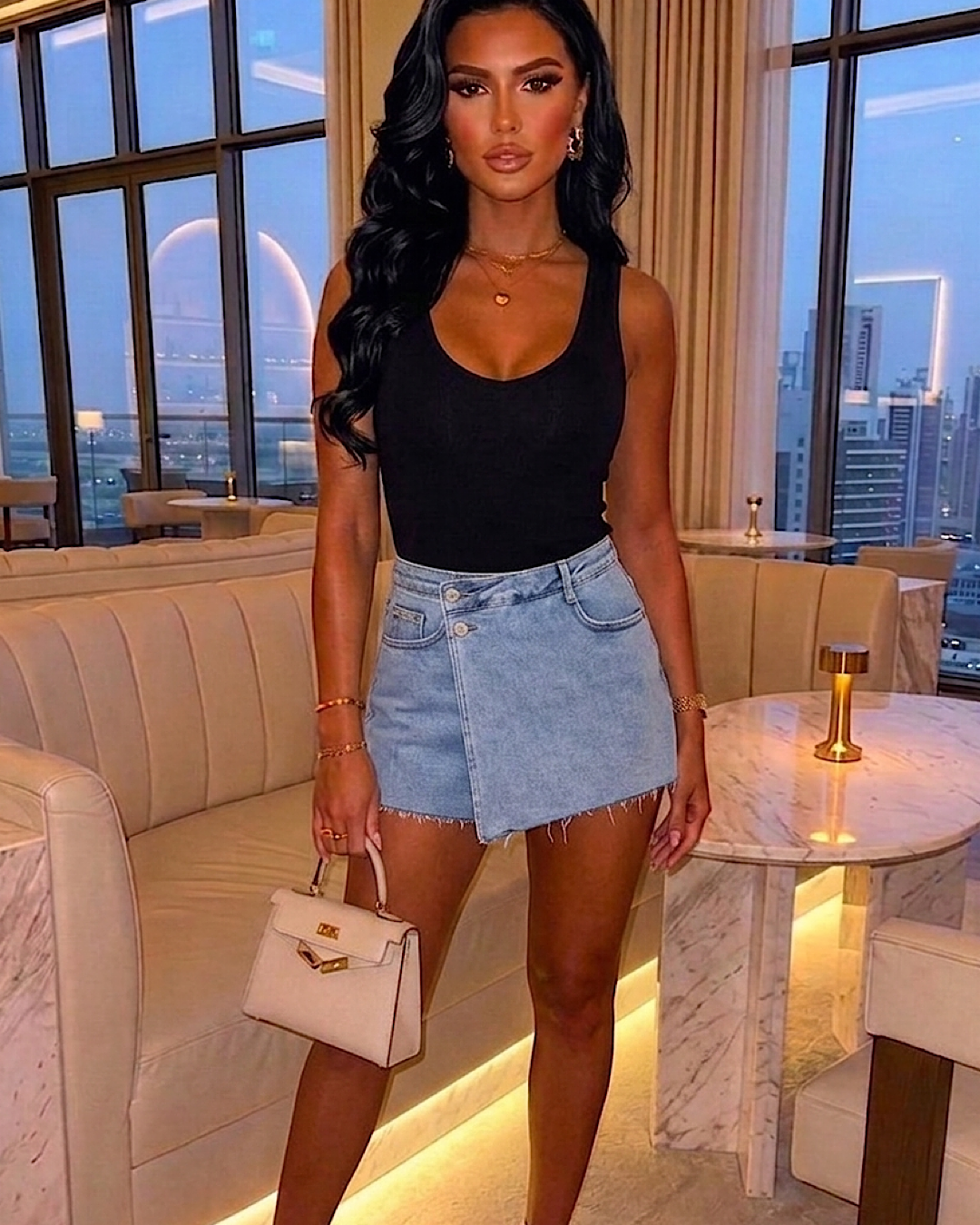 Blue Denim Wrap Over Skort