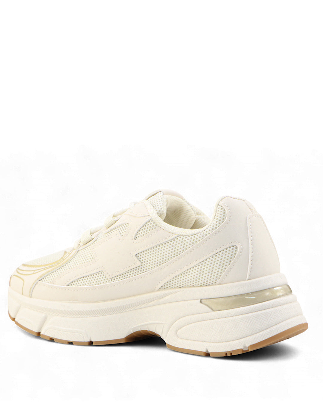 Beige with Gold Chunky Trainers