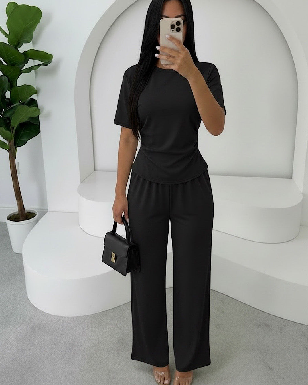 Black Top and Trousers Co Ord Suit