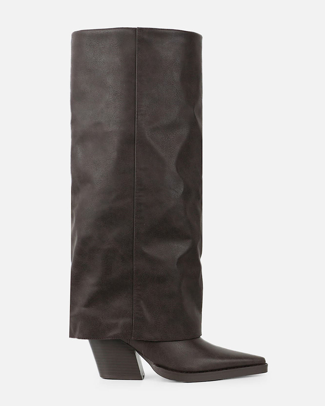 Brown Fold Over Western Heeled Boots