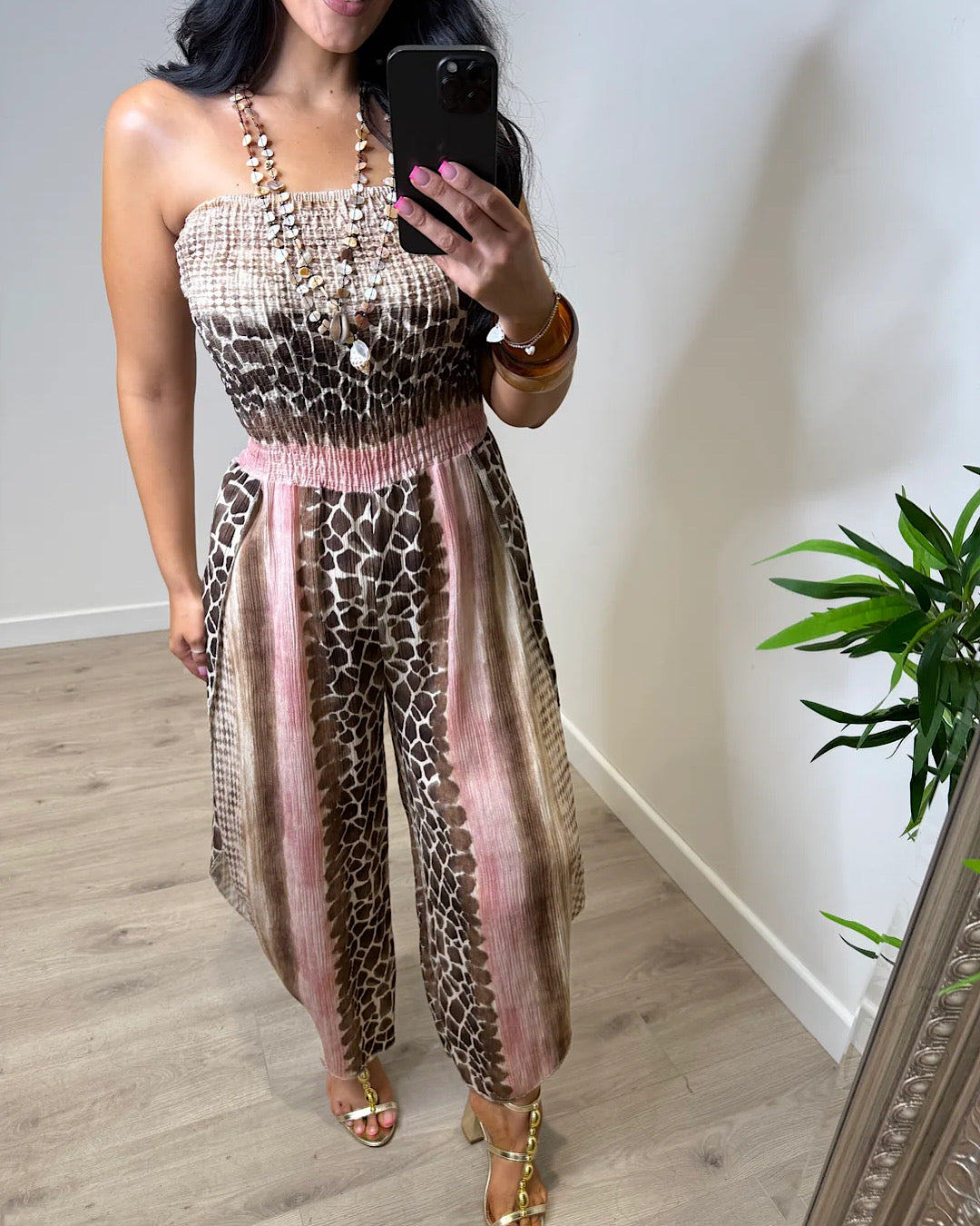 Animal Print Bandeau Jumpsuit
