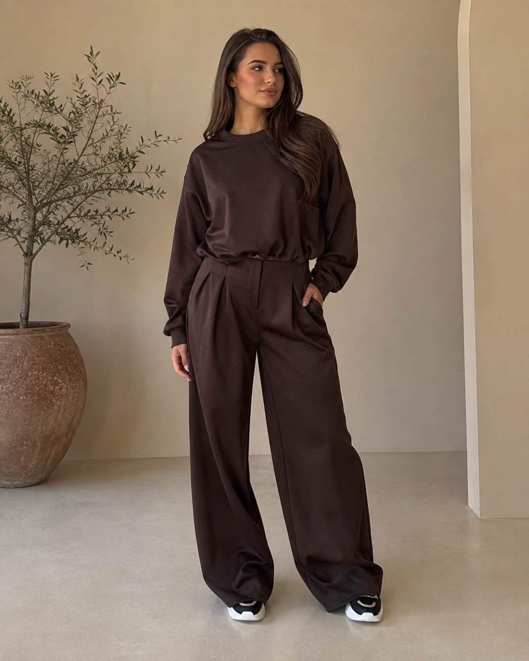 Brown Top & Trousers Suit