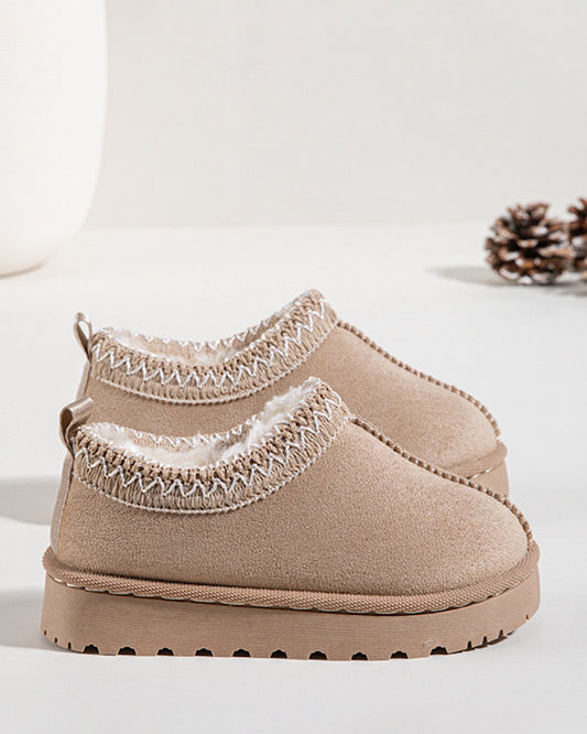 Kids Beige Faux Suede Boots