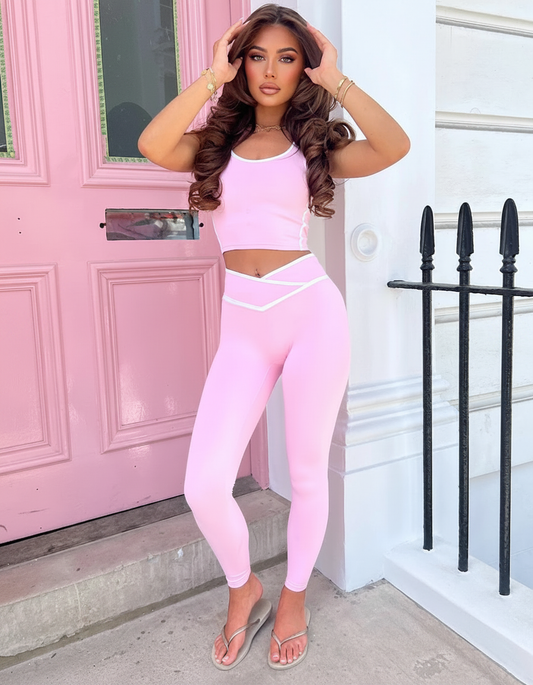 Pink White Activewear Set