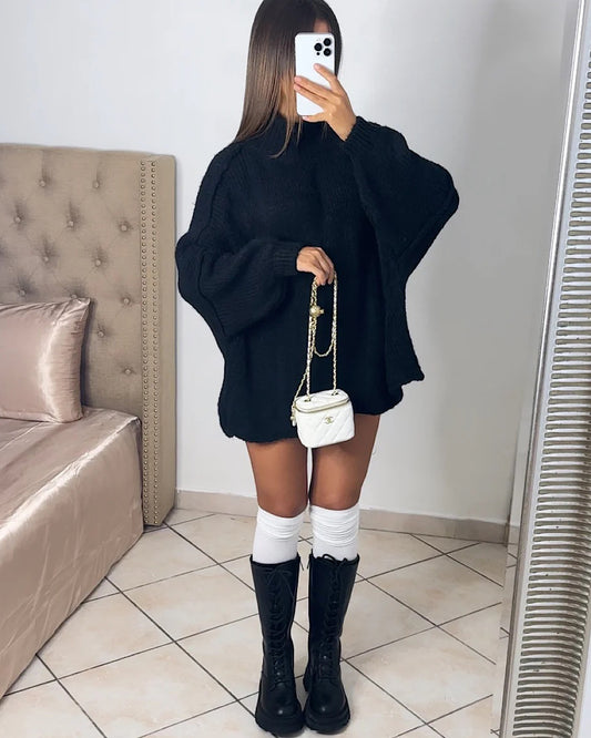 Black Oversized Knit Dress