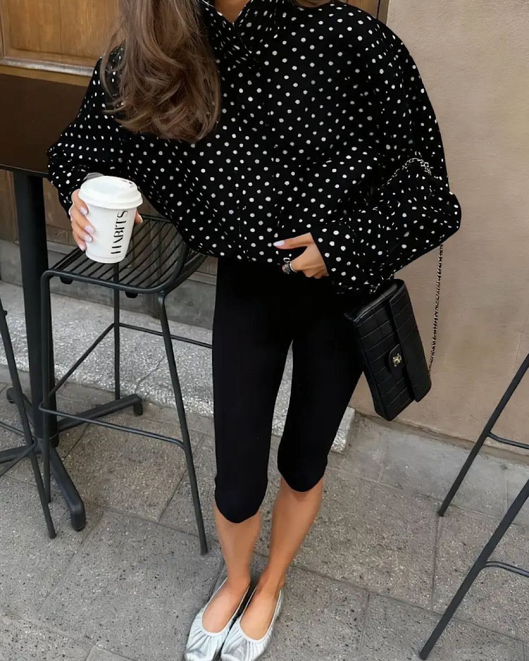 Black High Neck Polka Jacket