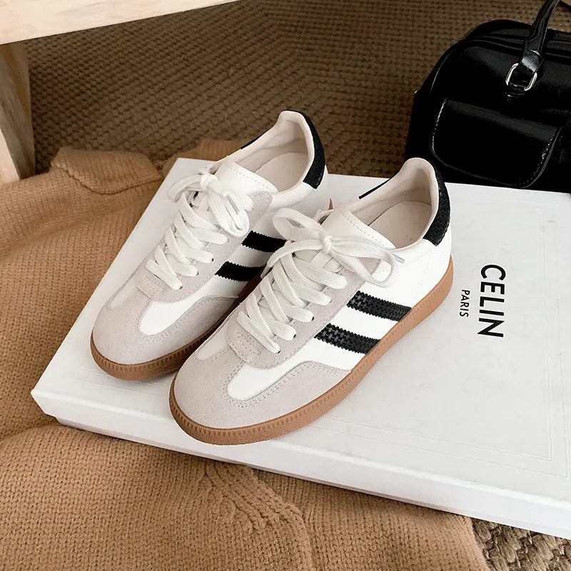 White Black Gum Sole Trainers