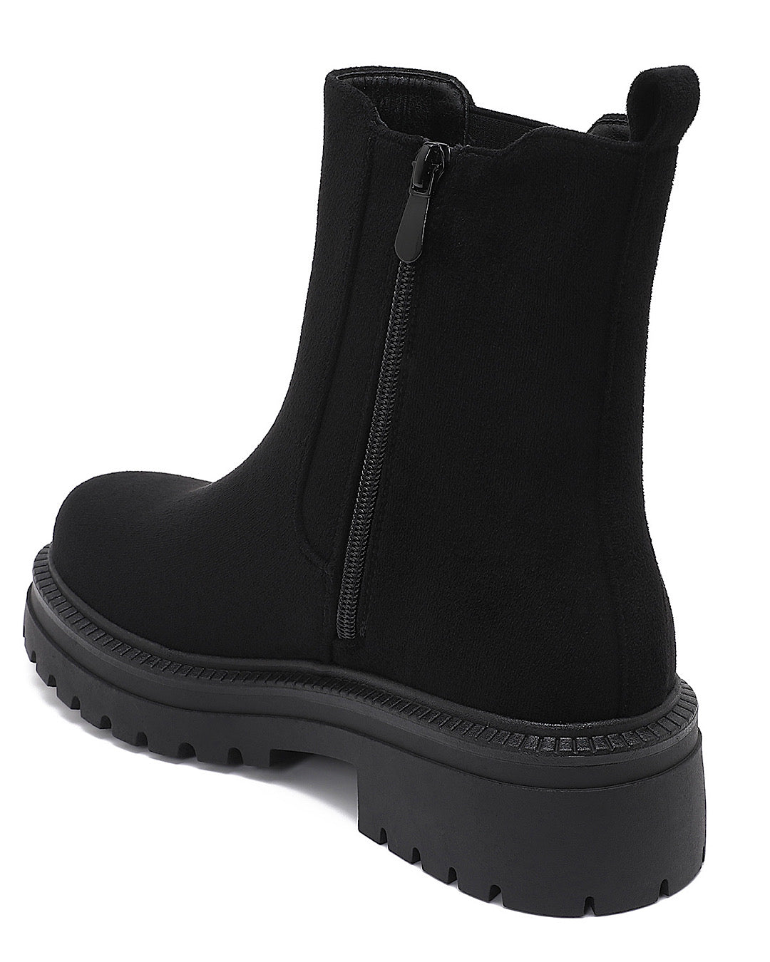 Black Faux Suede Chelsea Boots