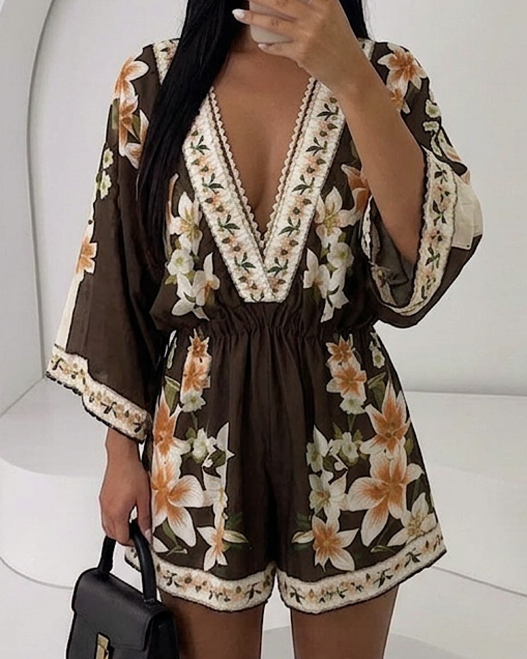 Chocolate Floral Playsuit