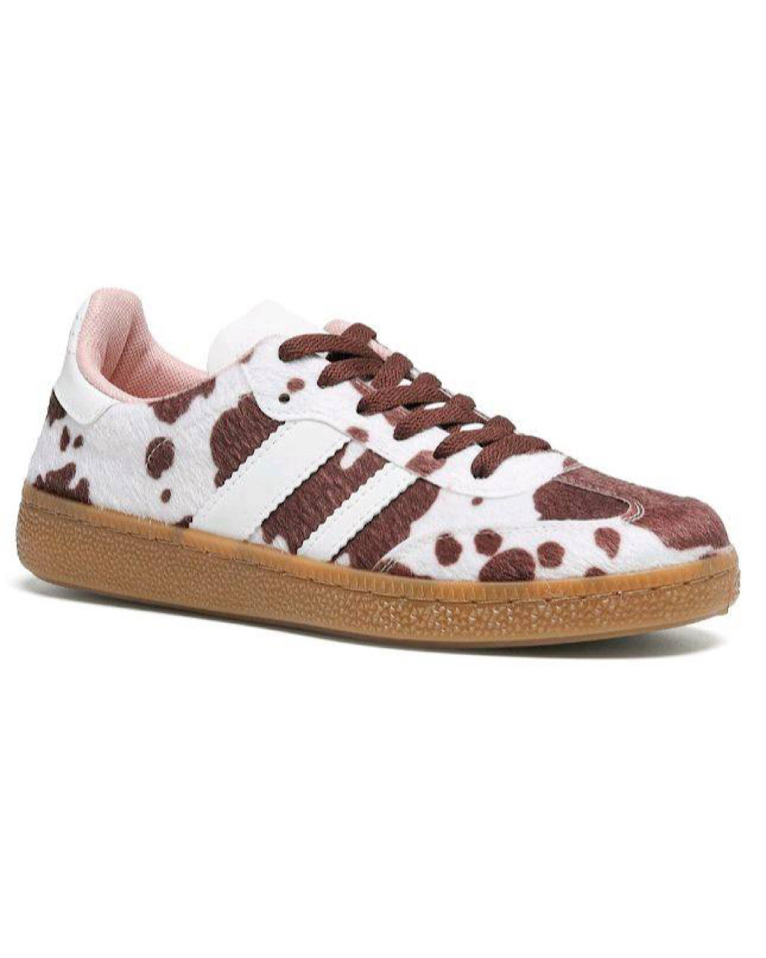 Brown White Cow Print Trainers