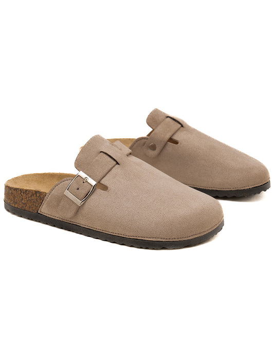 Beige Faux Suede Clogs