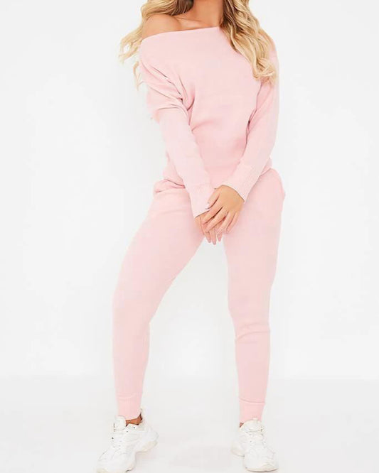 Pink Knit Tracksuit