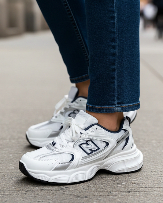 White Chunky Lace Up Trainers