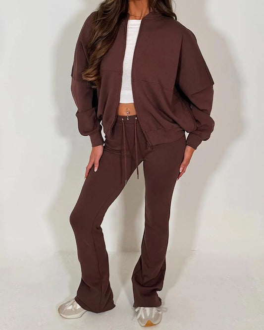 Chocolate Bomber Jacket and Joggers Suit