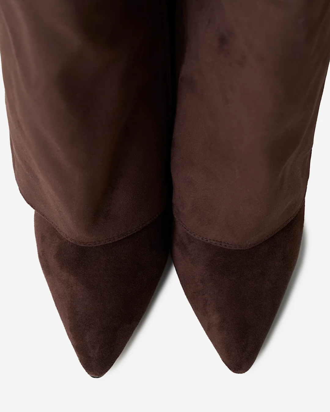 Brown Faux Suede Buckle Knee Boots