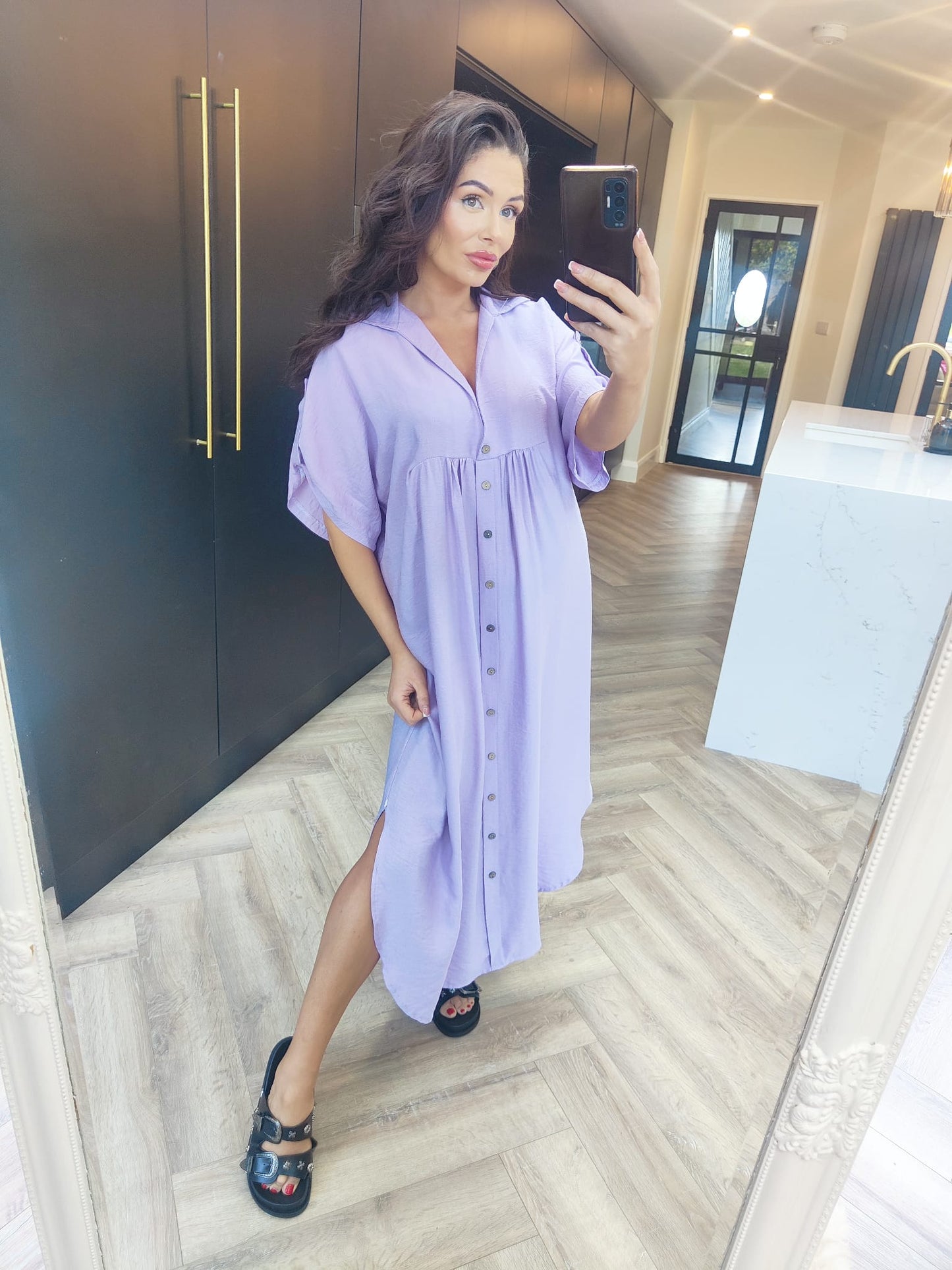 Lilac Maxi Shirt Dress