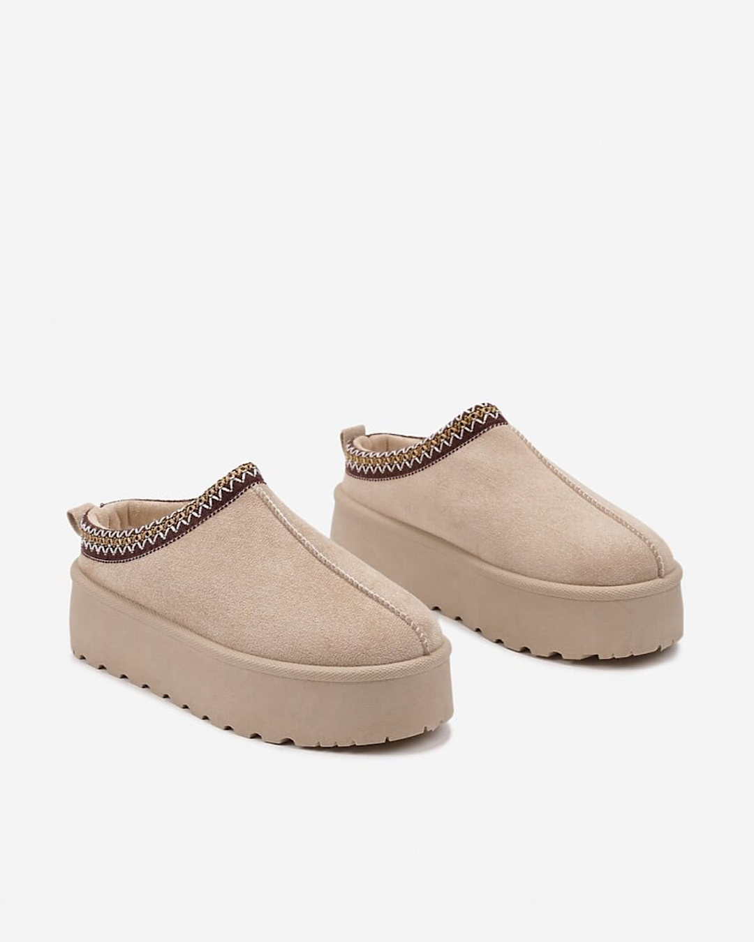 Beige Faux Suede Platform Boots