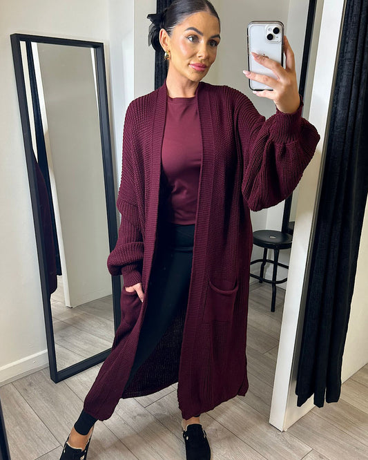 Burgundy Oversized Cardigan