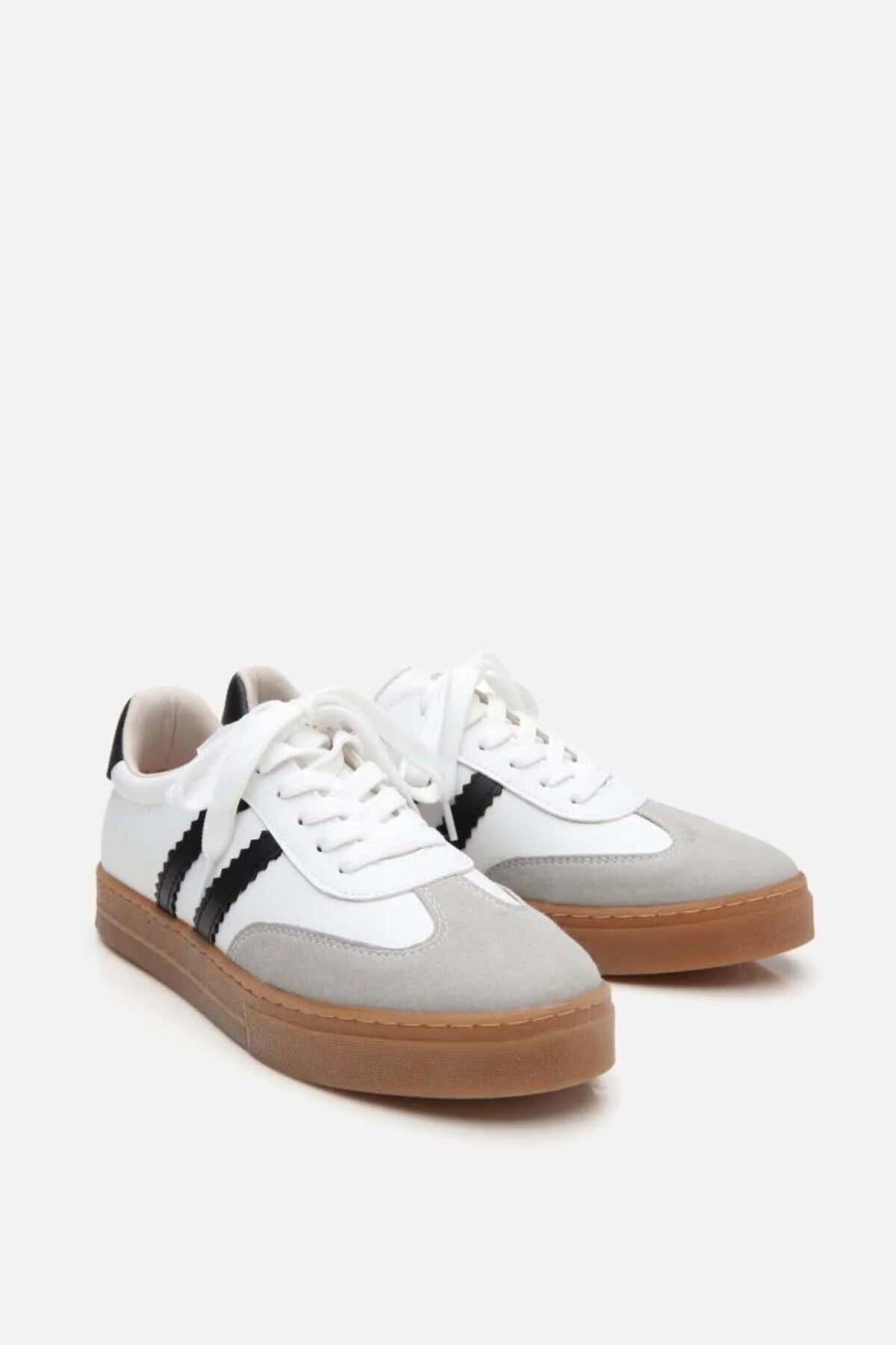 White Black Gum Sole Trainers