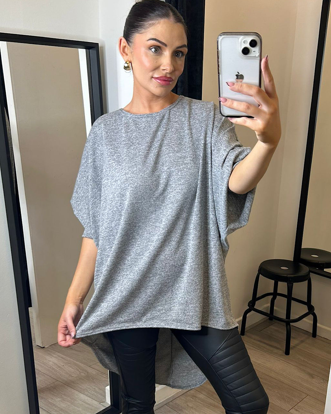 Grey Oversized Batwing Knit