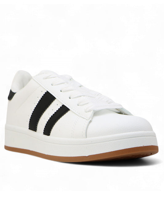 White Black Double Stripe Trainers