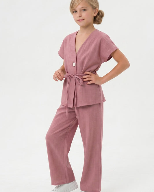 Pink Wrap Over Suit