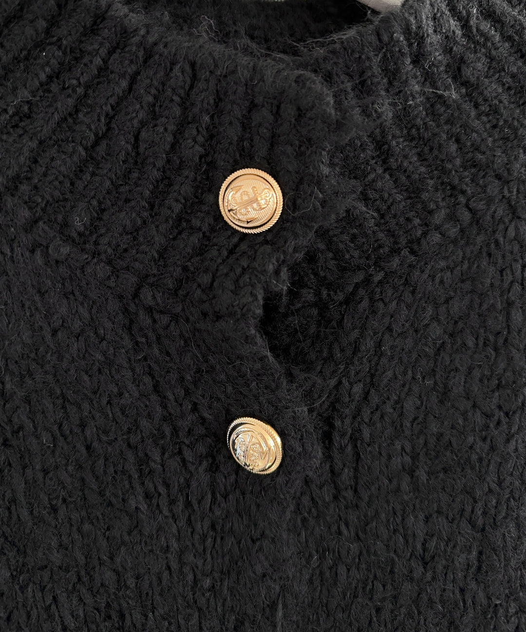 Black Oversized Cardigan with Gold Buttons