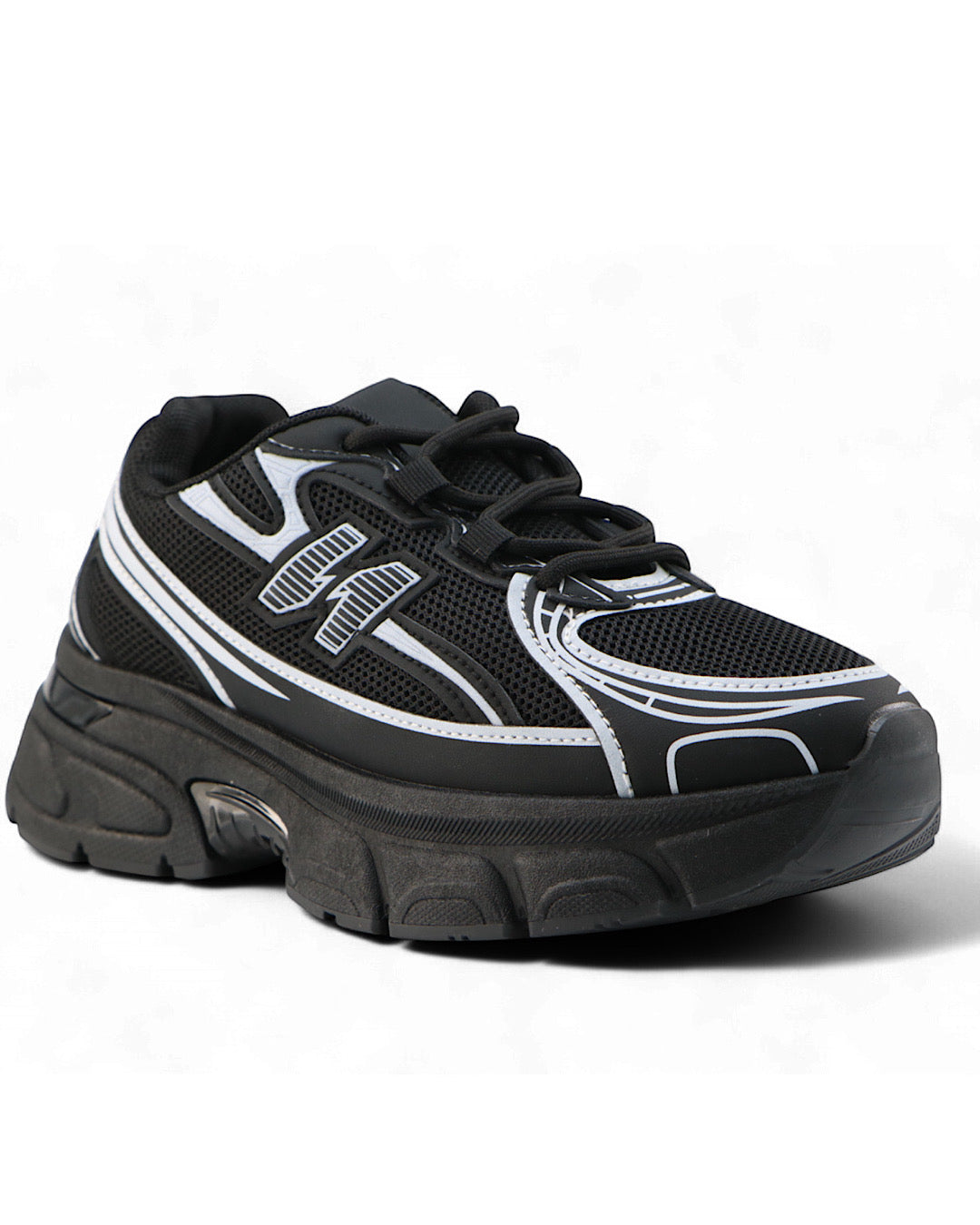 Black with White Chunky Trainers