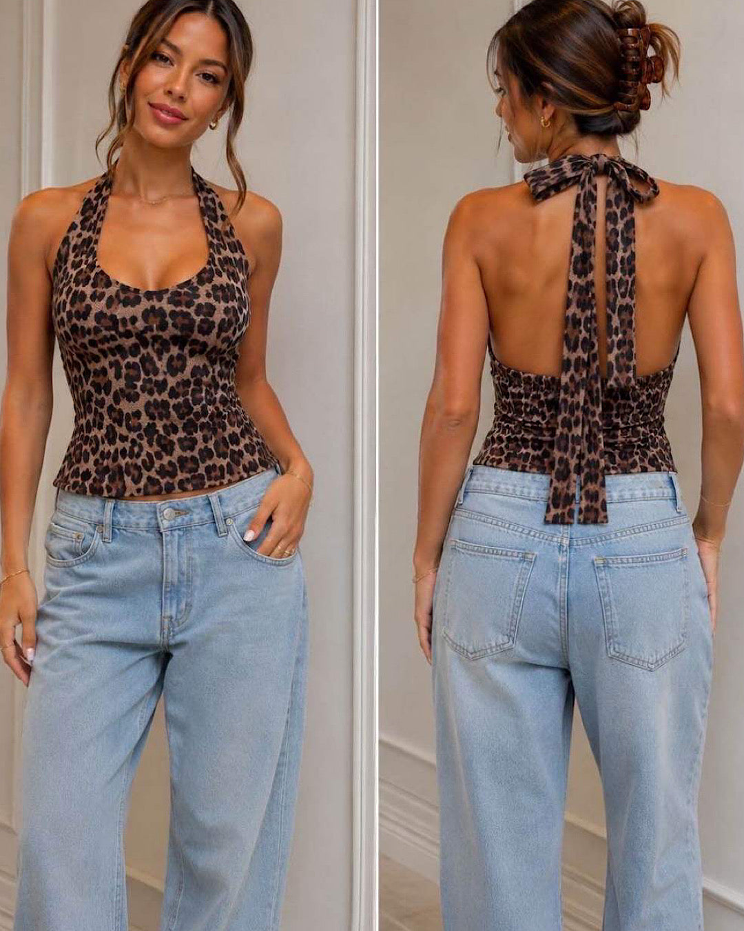 Leopard Halter Top