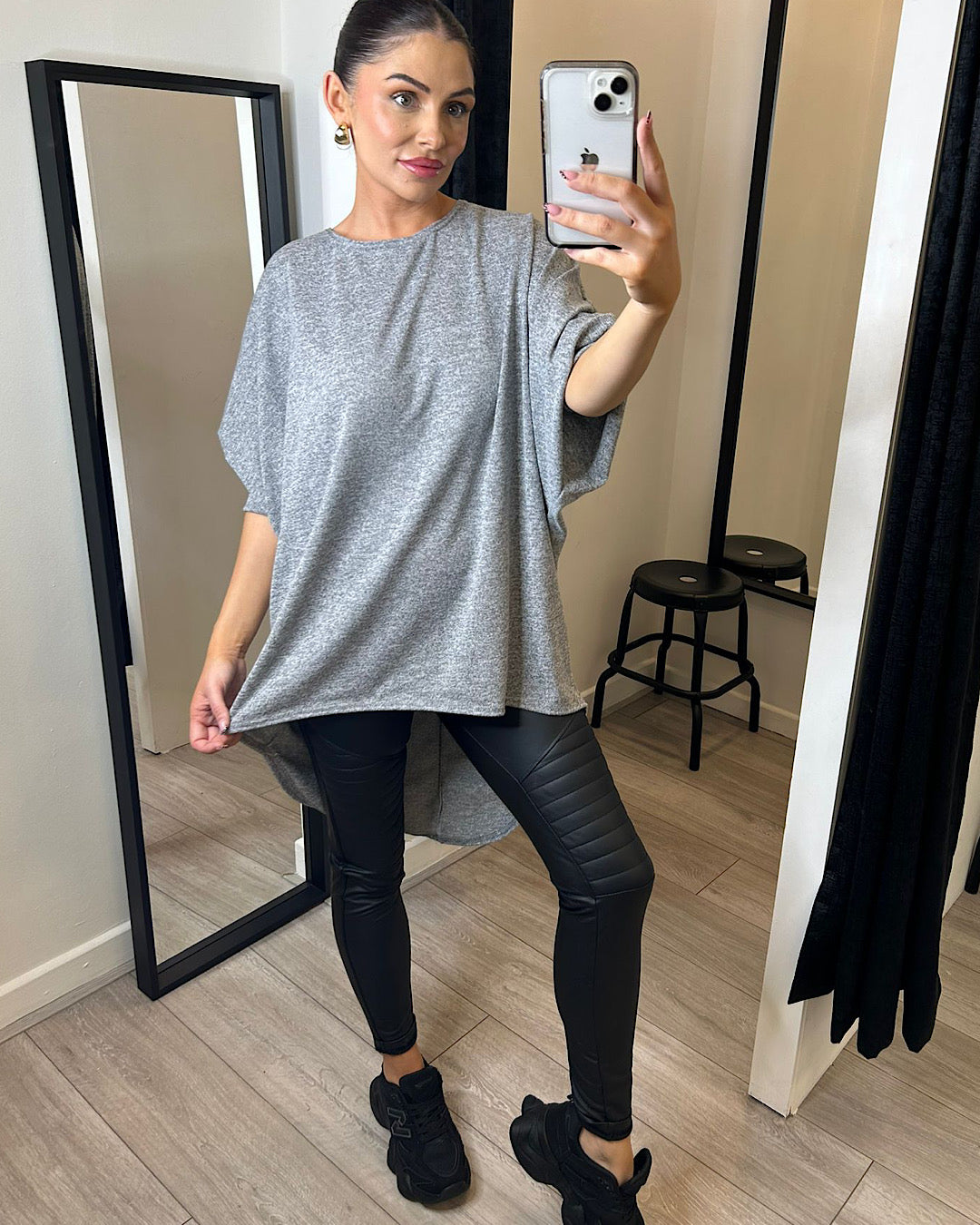 Grey Oversized Batwing Knit