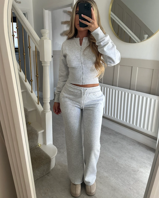 Grey Cinch Waist Jacket and Joggers Suit