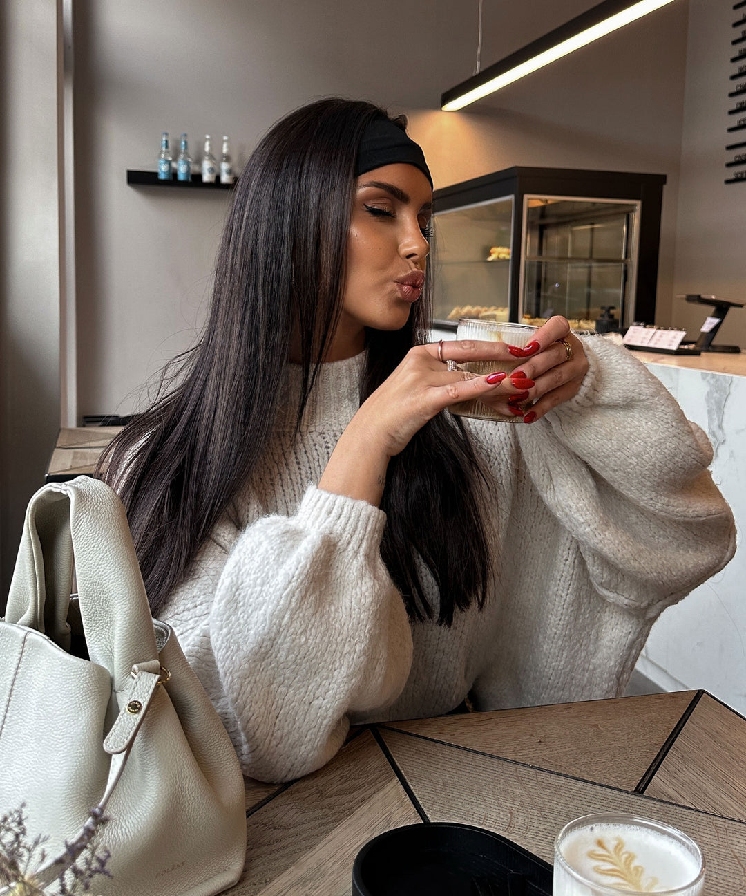 Beige Oversized Knit Dress