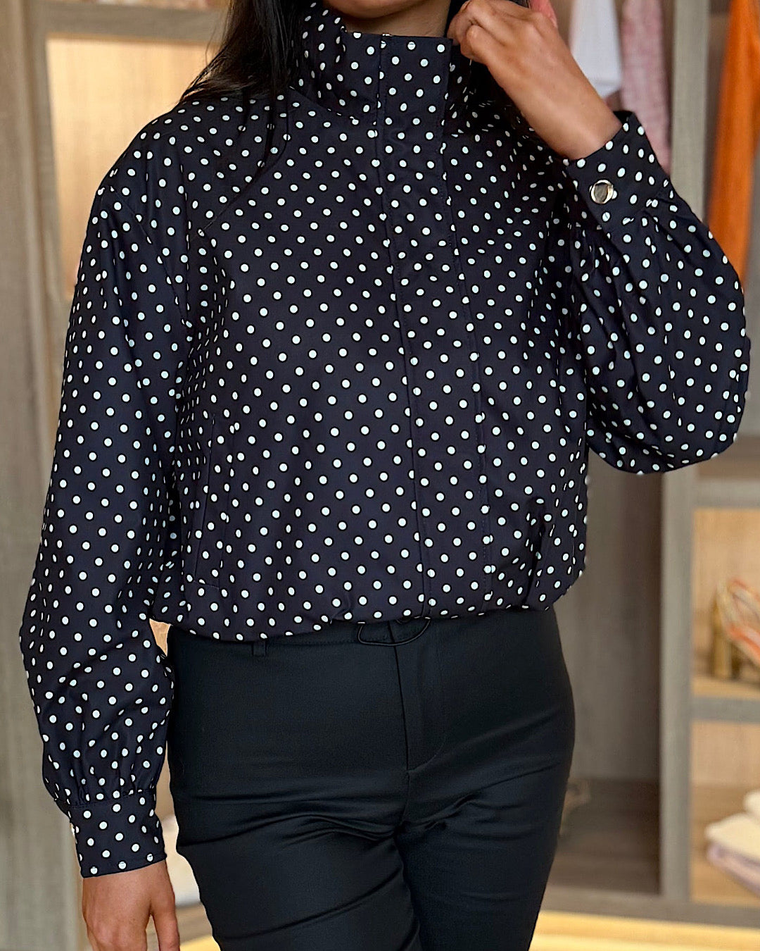 Black High Neck Polka Jacket