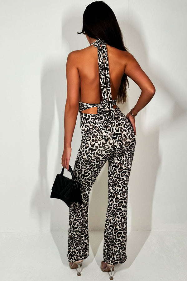 Leopard Halter-Neck Jumpsuit
