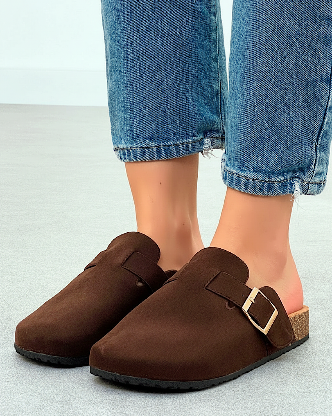 Chocolate Faux Suede Clogs