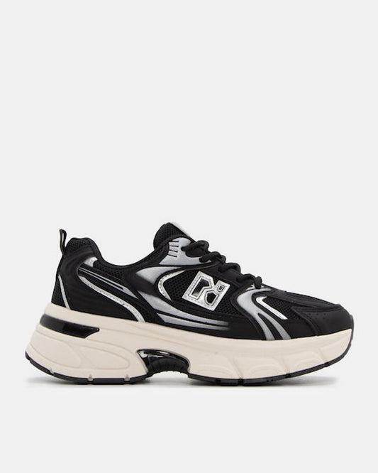 Black Beige Lace Up Trainers
