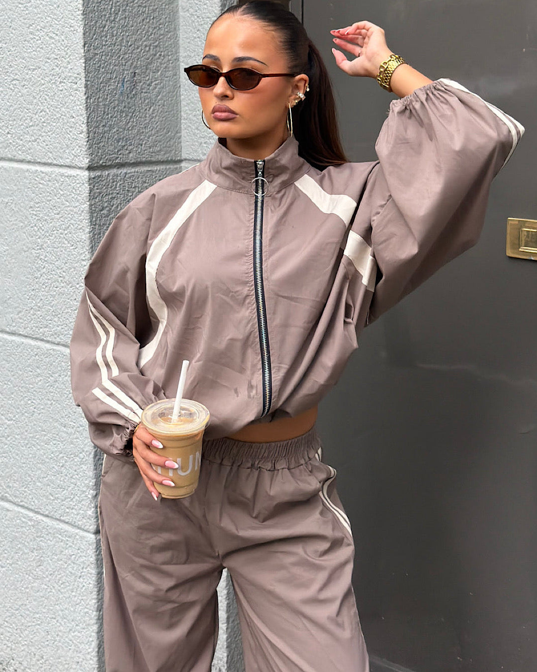 Mocha Windbreaker Tracksuit