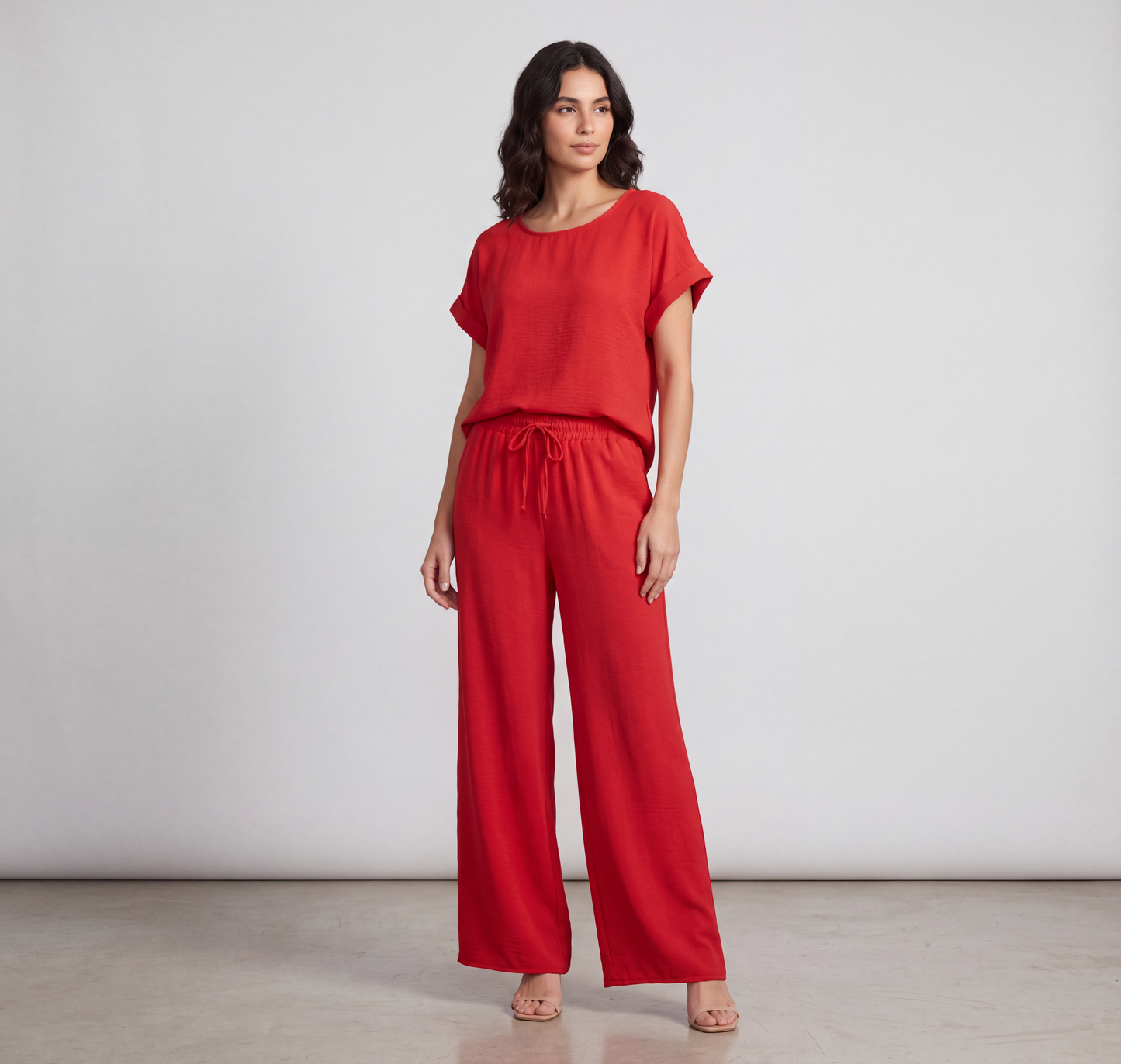 Red Top and Trousers Co Ord Suit