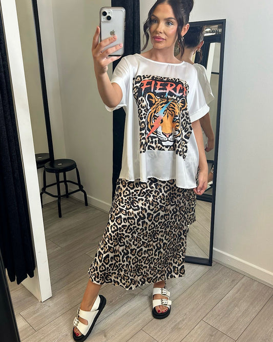 Animal Top and Skirt Suit