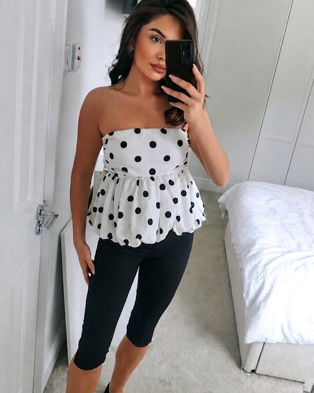 Polka Puff Bandeau Top