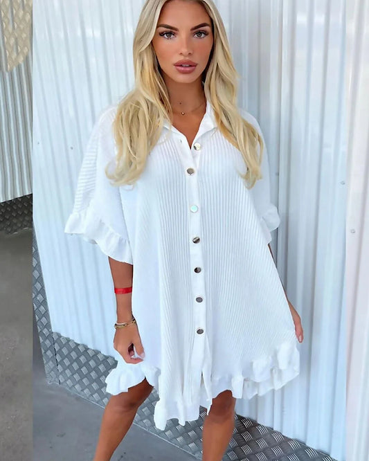 Pleated Oversized Shirt Dress