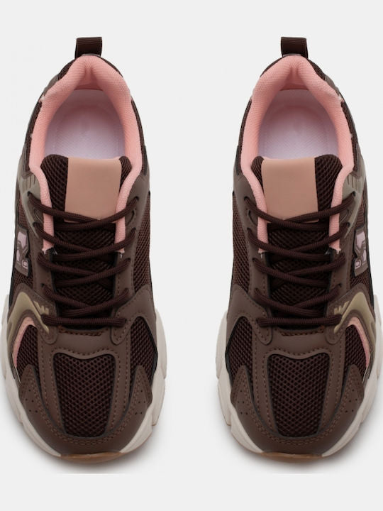 Pink Brown Lace Up Trainers