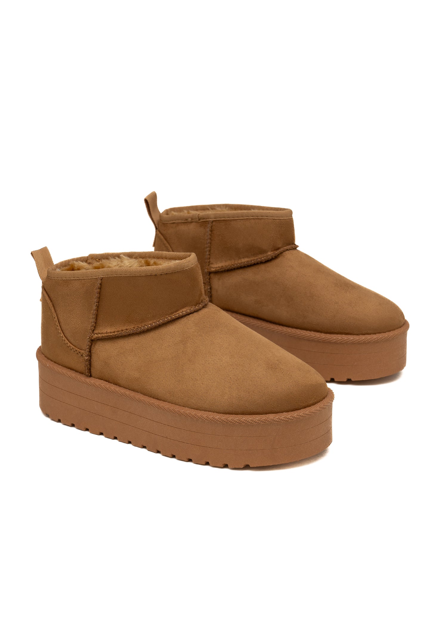 Camel Faux Suede Platform Boots