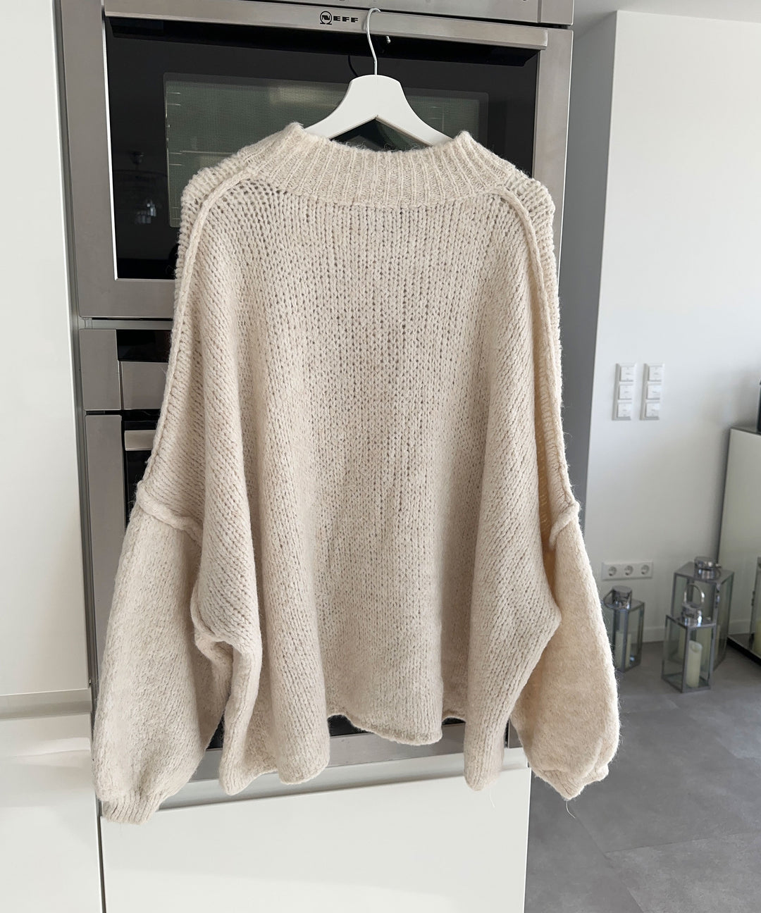 Beige Oversized Cardigan with Gold Buttons
