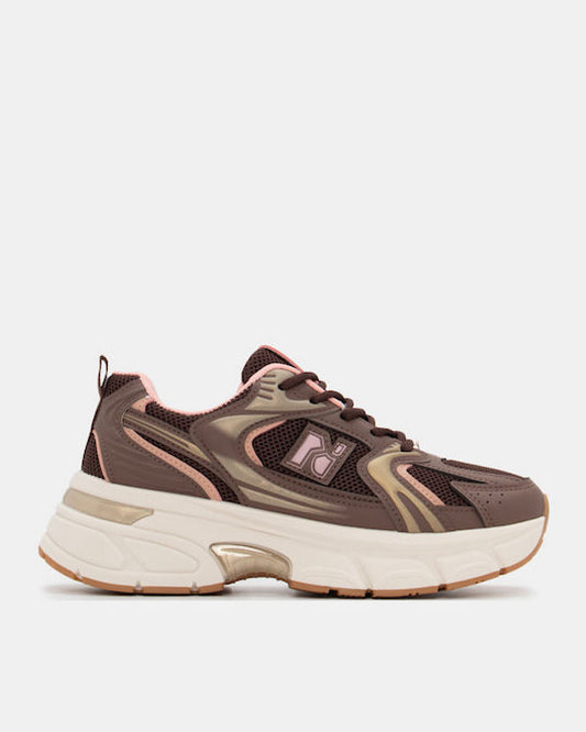 Pink Brown Lace Up Trainers
