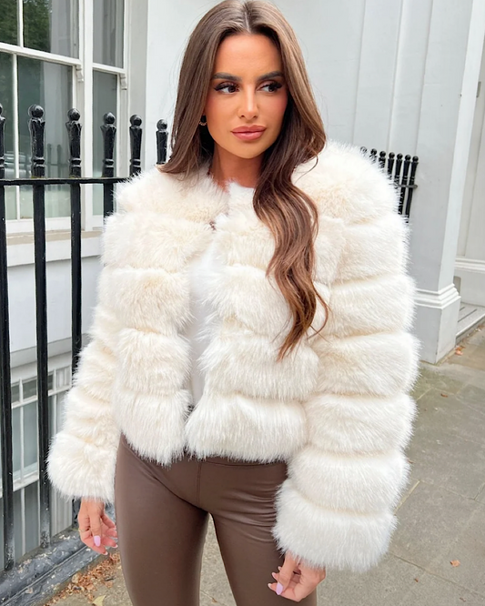 Cream Premium Faux Fur Jacket