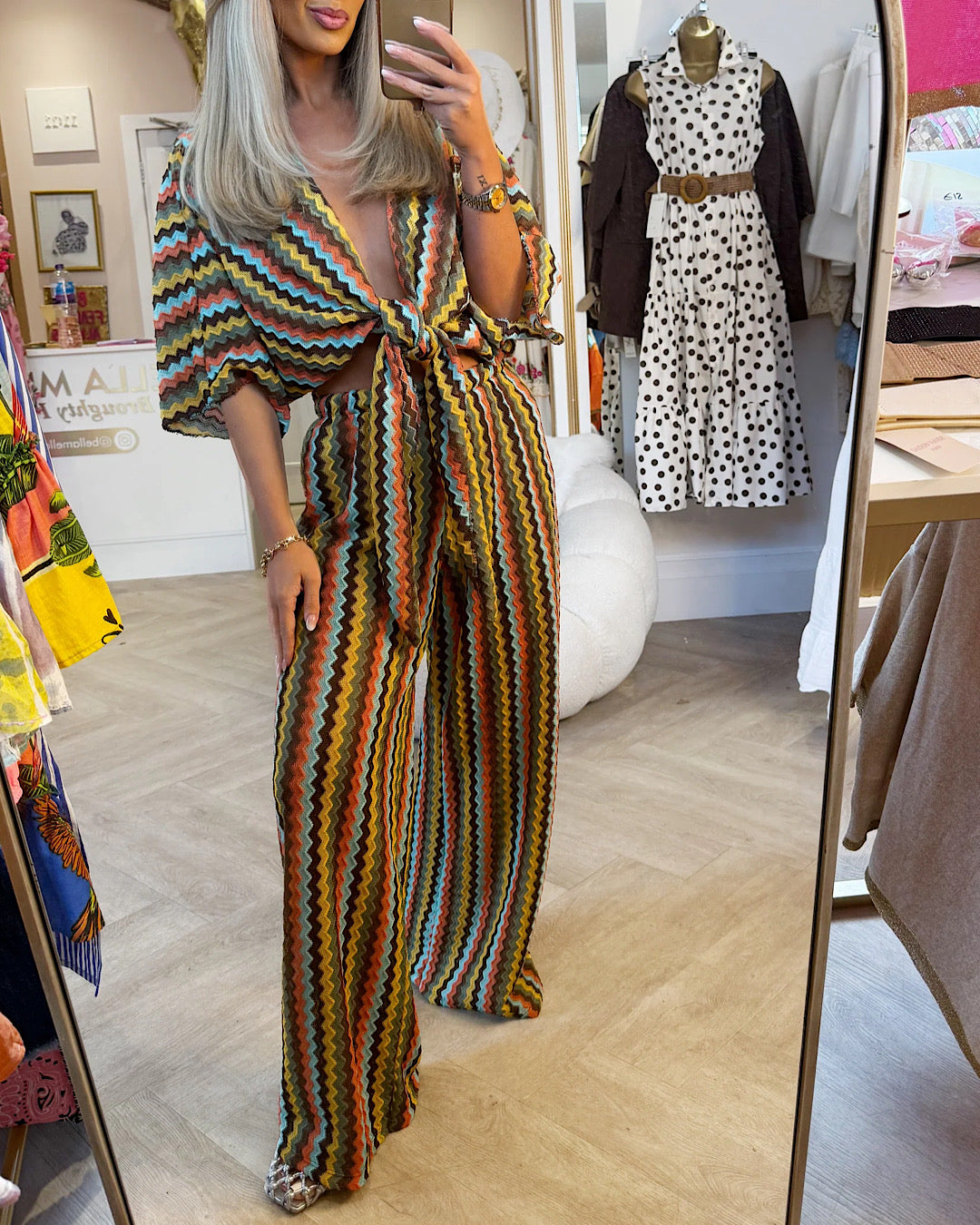 Zig Zag Tie Front Co Ord