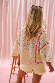 Collared Crochet Knit Top