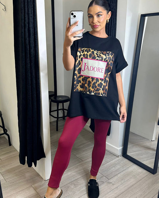 Black J’Adore Animal Print Tee