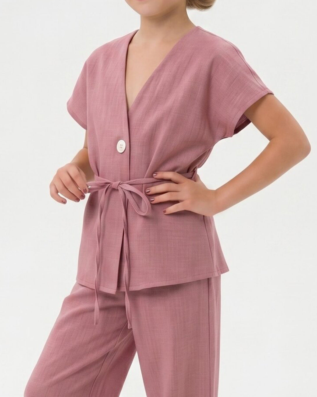 Pink Wrap Over Suit